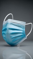 Close-up of a light-blue disposable face mask