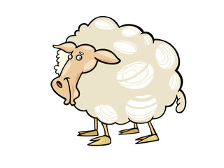 Whimsical Cartoon Sheep with Quirky Features and Fluffy Wool