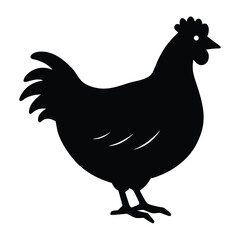 Chicken Silhouette Vector – Farm Poultry Animal Icon for Meat or Agriculture

