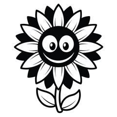 Fototapeta premium Cheerful sunflower with big eyes and wide smile blooms happily in springtime