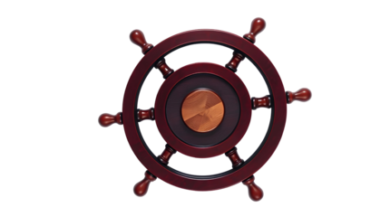 Photo of wooden ship's wheel isolated on transparent background.png