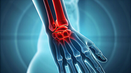 Inflamed wrist bones, a medical image