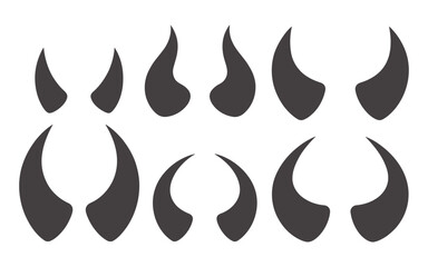 Set of Various Horns in Different Sizes and Shapes Isolated on White Background Vector Illustration Design Element