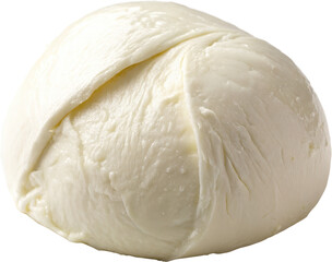 A fresh soft and creamy mozzarella cheese slice that has been folded slightly creating an appealing texture and presentation