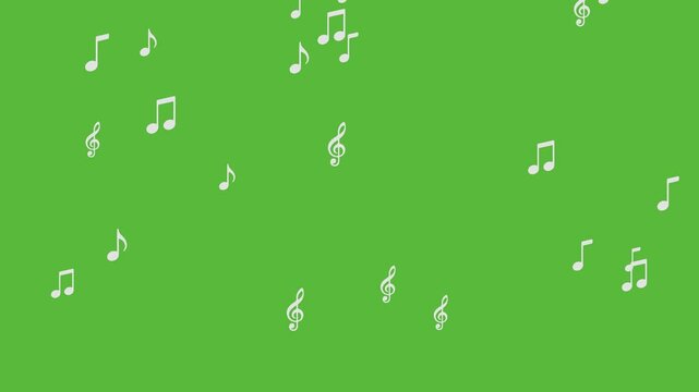 Music note melody of song voice singer sound artist note music symphonic melodic on green screen video overlay.