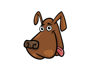 Cartoon Brown Dog Face with Tongue Out and Floppy Ears