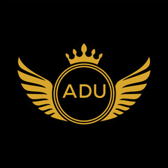 Initial ADU Letter Linked Logo for business and company identity. Modern ADU Letter Logo Vector Template with modern trendy golden logo.
