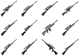 Sniper Silhouette Vector Illustration Rifle in Tactical Pose