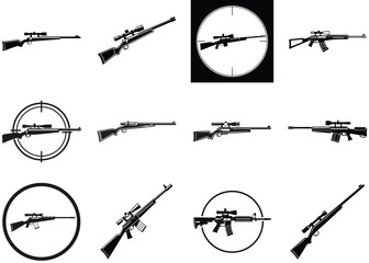 Sniper Silhouette Vector Illustration Rifle in Tactical Pose