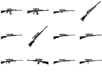 Sniper Silhouette Vector Illustration Rifle in Tactical Pose