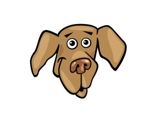 Cartoon Dog Face with Big Droopy Ears and Expressive Eyes
