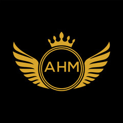 Naklejka premium Initial AHM Letter Linked Logo for business and company identity. Modern AHM Letter Logo Vector Template with modern trendy golden logo. 