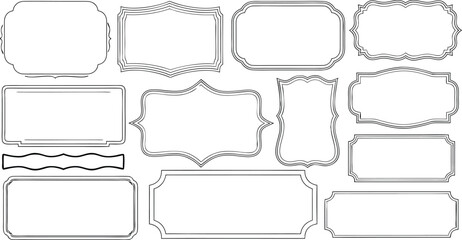 Elegant collection of ornate frames and labels in various shapes for classic design elements.
