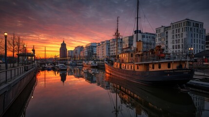 Fototapeta premium Tranquil Harbor Sunrise