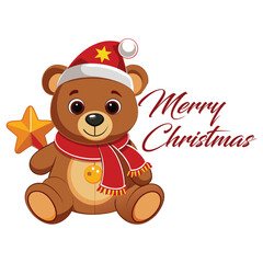 Christmas Teddy Bear with "Merry Christmas" Text