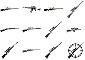Sniper Silhouette Vector Illustration Rifle in Tactical Pose