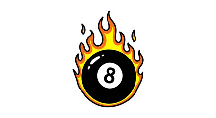 Flaming Eight Ball: Fiery Billiards Graphic Design