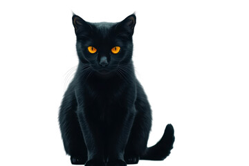 Mysterious black cat with glowing eyes in a dark background