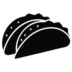 Stuffed Taco Illustration – Black and White Vector of Delicious Mexican Cuisine


