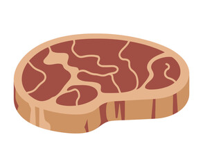 Isometric Illustration of a Raw Steak with Marbling Isolated on White Background Perfect for Food and Culinary Designs