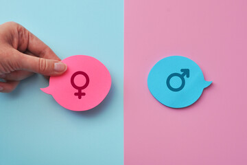 Communication between a man and a woman, dialogue