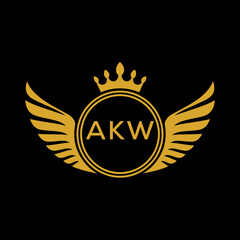 Initial AKW Letter Linked Logo for business and company identity. Modern AKW Letter Logo Vector Template with modern trendy golden logo.
