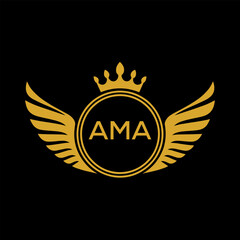 Initial AMA Letter Linked Logo for business and company identity. Modern AMA Letter Logo Vector Template with modern trendy golden logo.

