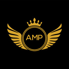 Initial AMP Letter Linked Logo for business and company identity. Modern AMP Letter Logo Vector Template with modern trendy golden logo.
