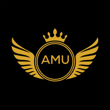 Initial AMU Letter Linked Logo for business and company identity. Modern AMU Letter Logo Vector Template with modern trendy golden logo.
