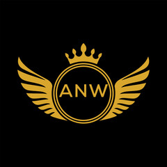 Initial ANW Letter Linked Logo for business and company identity. Modern ANW Letter Logo Vector Template with modern trendy golden logo.
