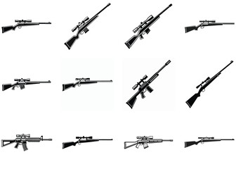 Sniper Silhouette Vector Illustration Rifle in Tactical Pose