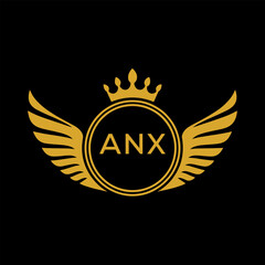 Initial ANX Letter Linked Logo for business and company identity. Modern ANX Letter Logo Vector Template with modern trendy golden logo.
