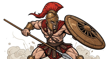 Powerful Spartan Warrior in Action © Pemburu
