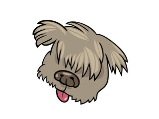 Cartoon Dog Face with Tongue Out Having Fun Time