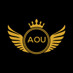Initial AOU Letter Linked Logo for business and company identity. Modern AOU Letter Logo Vector Template with modern trendy golden logo.
