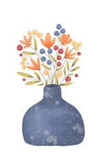 Decorative Flowers in Vases on White Background – Minimal Botanical Illustration без названия