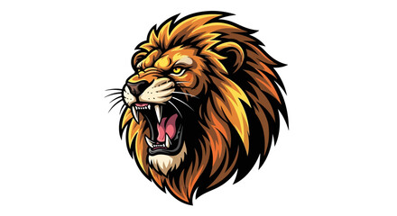 Roaring Lion Head, Majestic African Wildlife Illustration