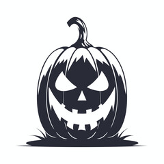 Silhouetted pumpkin with a menacing grin stands ominously in the darkness, ready for Halloween