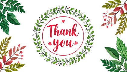 Thank You Floral Wreath Card.