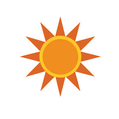 Bright Sun Vector Icon in Color on White Background