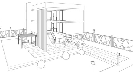 residential building concept 3d illustration