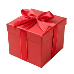 Obraz premium Red gift box with satin ribbon bow