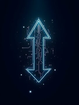 Abstract Circuit Board Arrow , Futuristic Tech Background