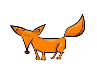 Obraz premium An Animated Orange Fox Stands Against a Black Background