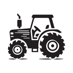 High-Quality black and white Tractor icon Vector Illustrations for Farm and Agriculture Design