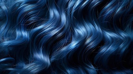 Close up of rich deep blue curls perfectly formed soft waves enhancing their multi tonal vibrancy