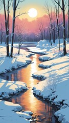 winter landscape with river