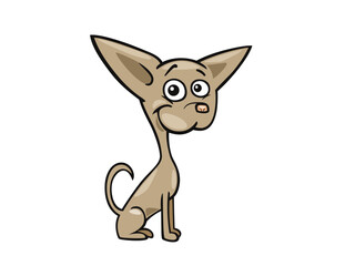 A Cute Cartoon Dog with Big Ears Poses Nicely
