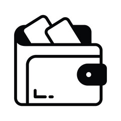 A filled style icon of a leather wallet filled with money