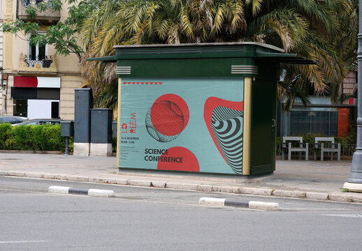 Blank Mockup Kiosk on Urban Street Corner